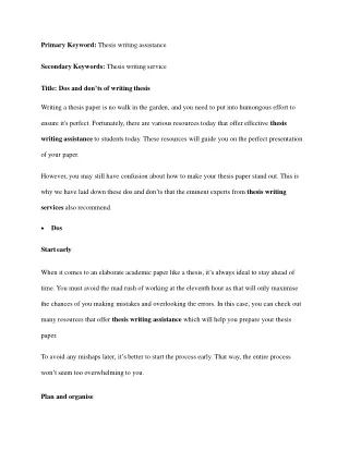 primary keyword thesis writing assistance