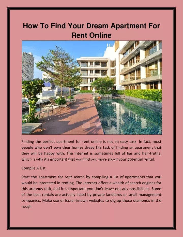 how to find your dream apartment for rent online