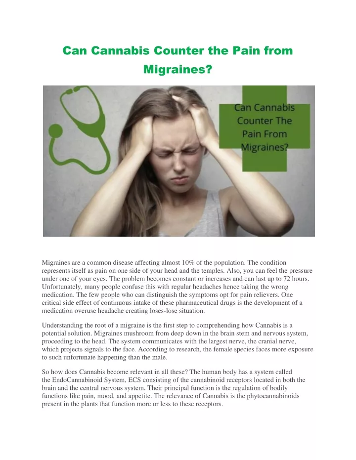 can cannabis counter the pain from migraines