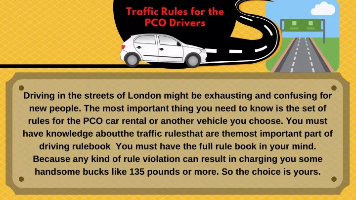traffic rules for the pco drivers