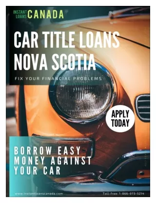 Fix your financial issue with Car Title Loans Nova Scotia