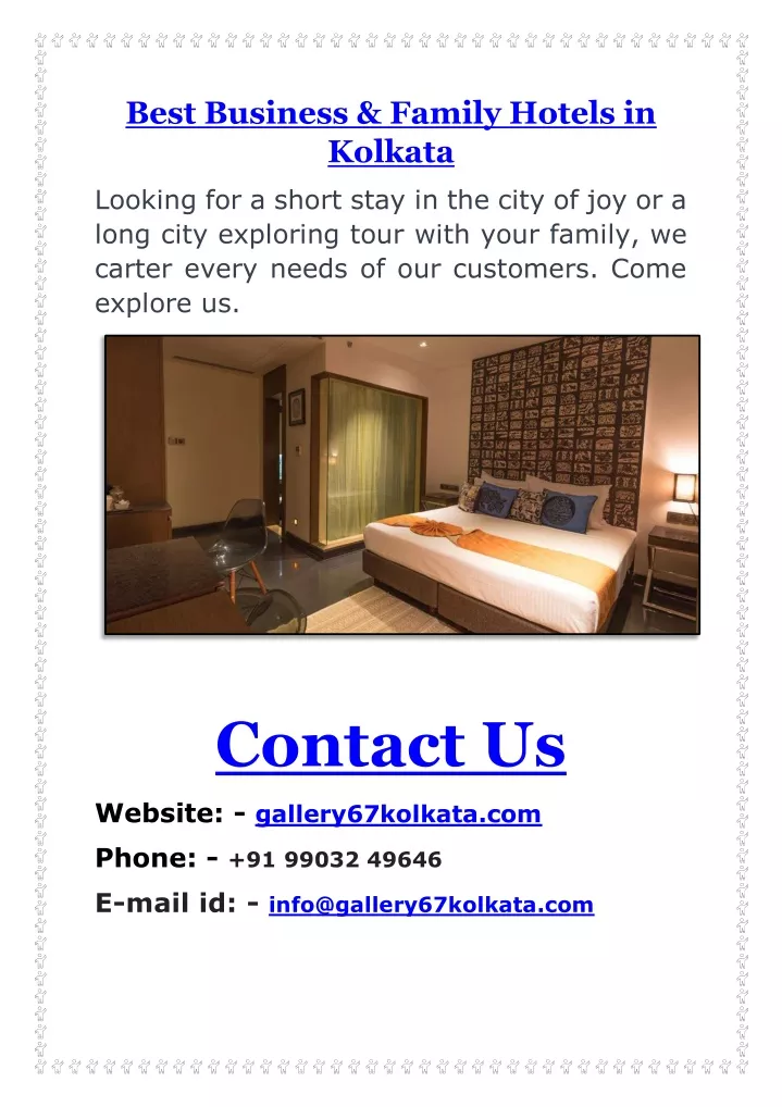best business family hotels in kolkata