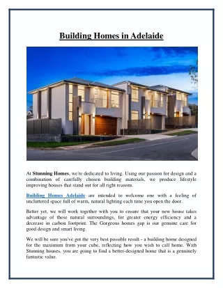 building homes in adelaide