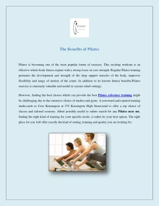 The Benefits of Pilates