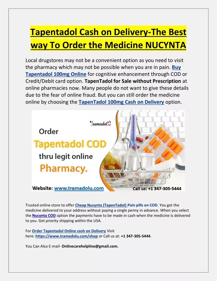 tapentadol cash on delivery the best way to order
