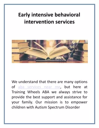 Early intensive behavioral intervention services