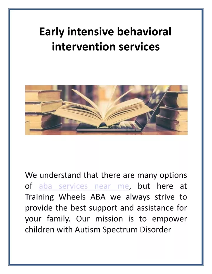 early intensive behavioral intervention services