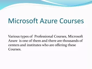 Microsoft Azure Courses