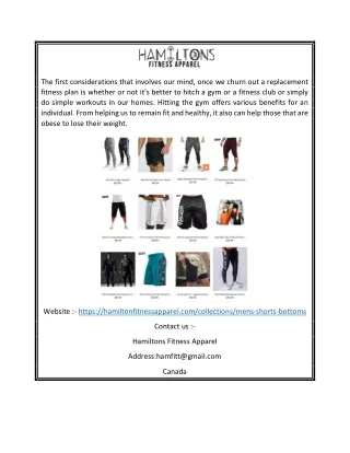 Buy Mens Shorts for GYM Online | Hamiltonfitnessapparel.com