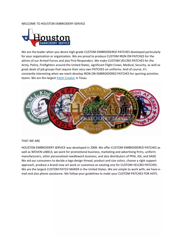 welcome to houston embroidery service