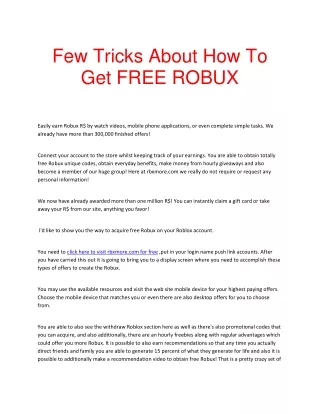 few tricks about how to get free robux