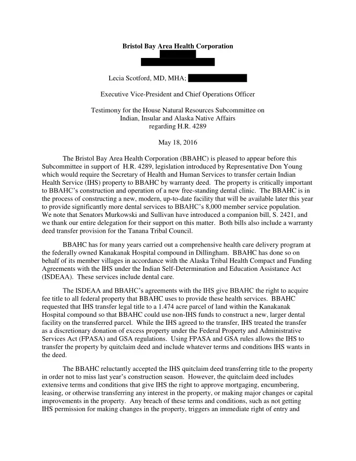 bristol bay area health corporation p o box130