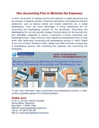 hire accounting firm to minimize the expenses
