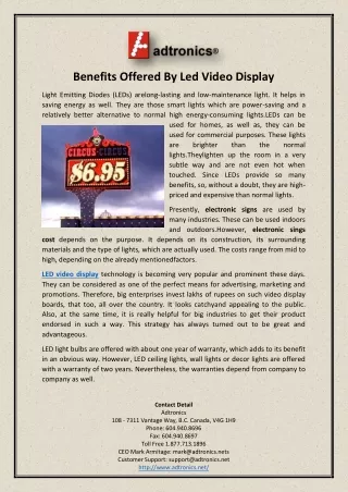 benefits offered by led video display
