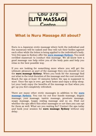 what is nuru massage all about
