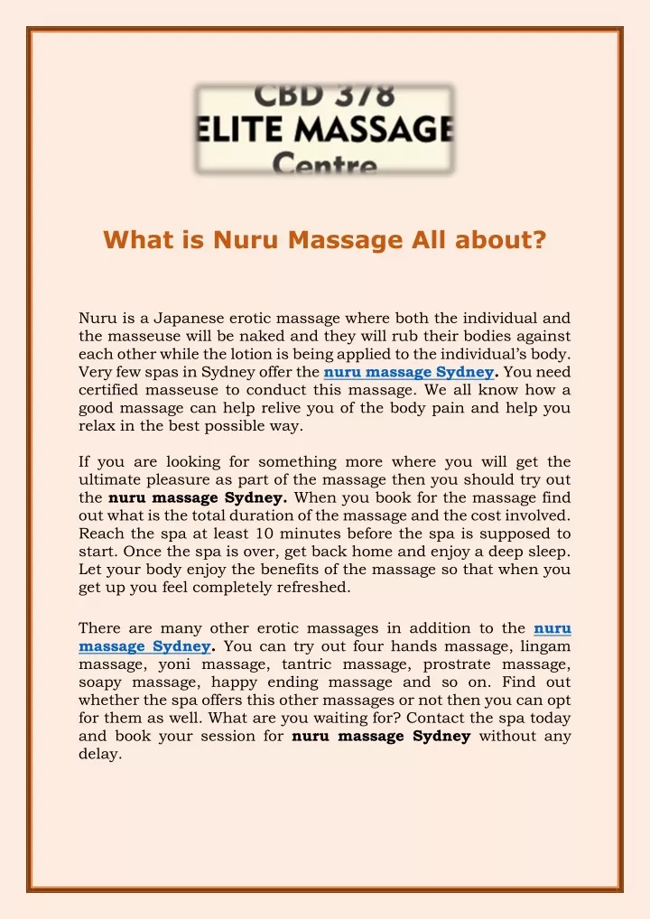 what is nuru massage all about