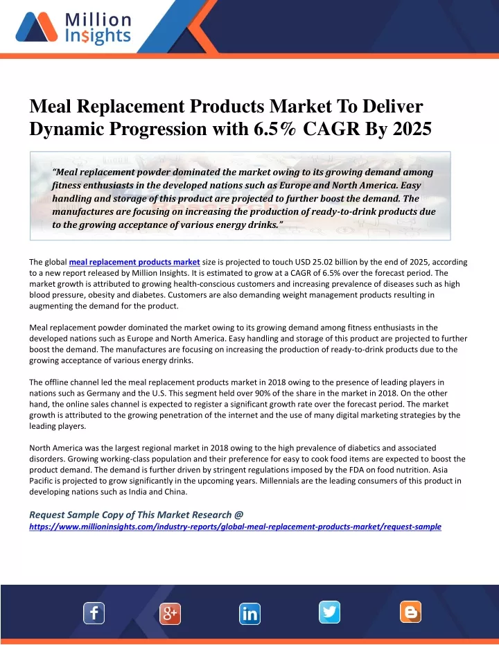 meal replacement products market to deliver