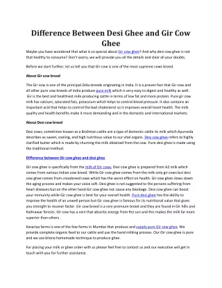 difference between desi ghee and gir cow ghee