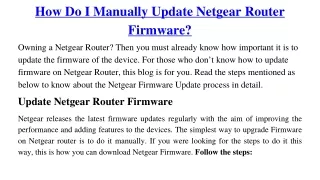 How Do I Manually Update Netgear Router Firmware