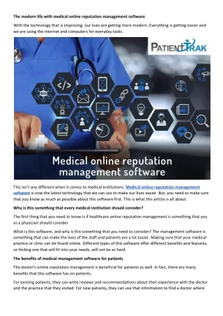 Healthcare online reputation management