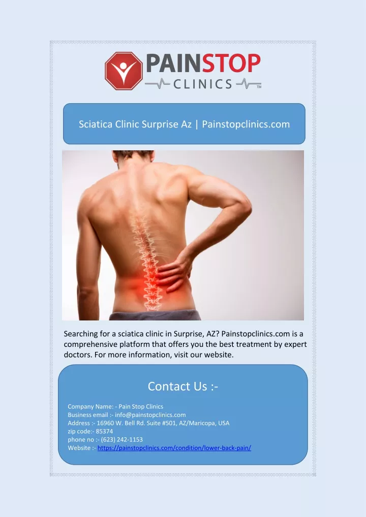 sciatica clinic surprise az painstopclinics com