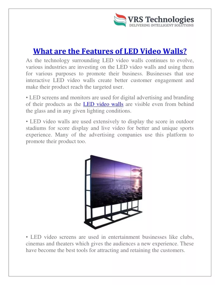 what are the features of led video walls