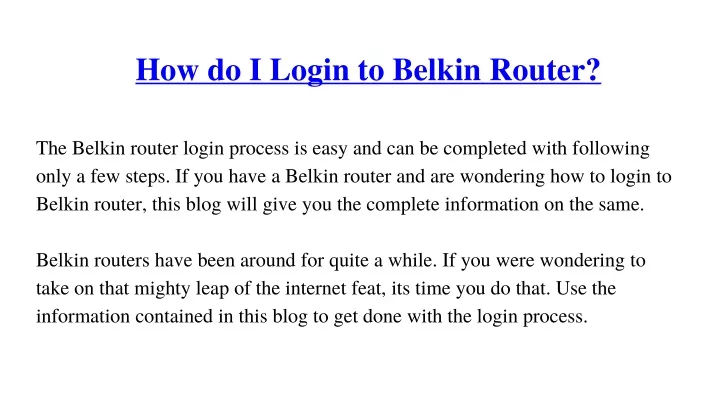 how do i login to belkin router