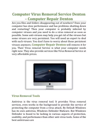 computer virus removal service denton computer