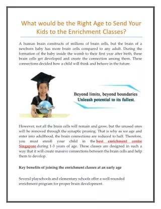 what would be the right age to send your kids