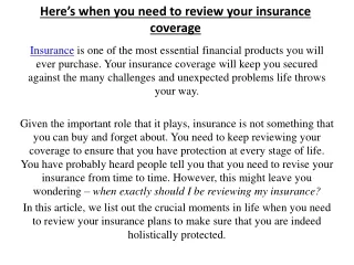 here s when you need to review your insurance coverage