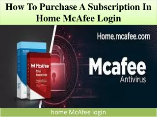 How to Purchase a Subscription in home McAfee login