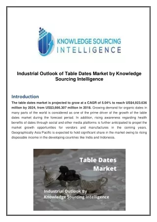 industrial outlook of table dates market