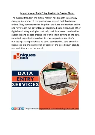importance of data entry services in current times