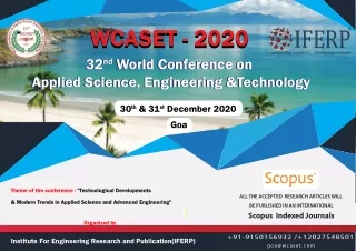 32nd World Conference Applied Science Engineering and Technology
