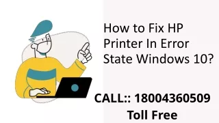 How to Fix HP Printer In Error State Windows 10?