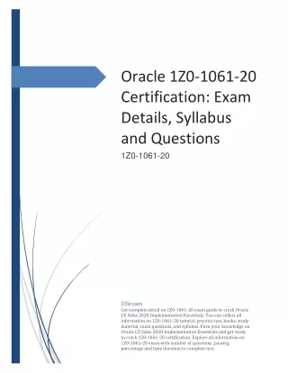 Oracle 1Z0-1061-20 Certification: Exam Details, Syllabus and Questions