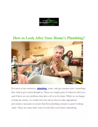 How to Look After Your Home’s Plumbing?