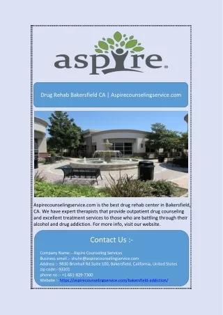 Detox Centers in Bakersfield CA | Aspirecounselingservice.com