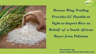 bronze wing trading provides lc payable at sight