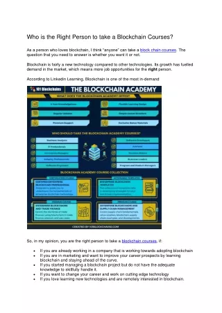 who is the right person to take a blockchain