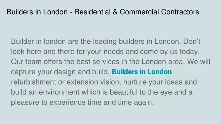 builders in london residential commercial contractors