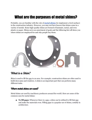 What are the Purposes of Metal Shims?