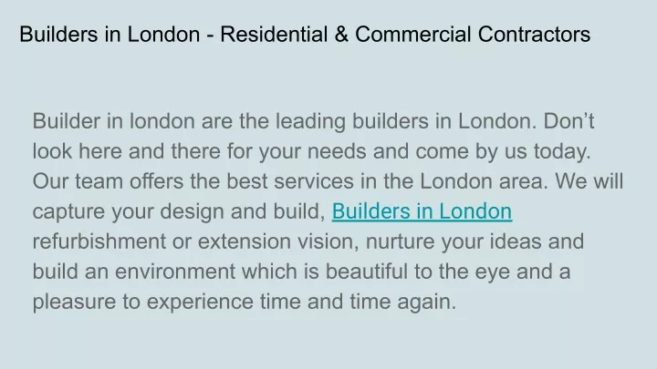builders in london residential commercial