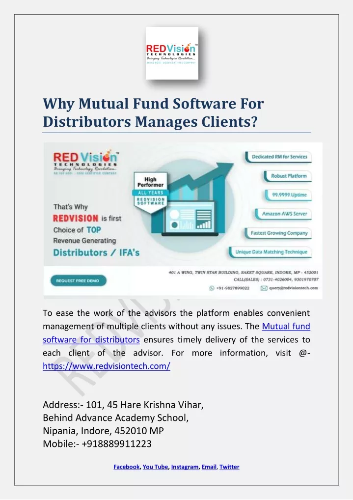 why mutual fund software for distributors manages