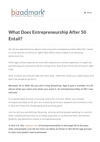What Does Entrepreneurship After 50 Entail?