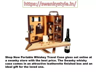 Buy Portable Whiskey Travel Case 3 Glasses with Swanky Bar Accessories Set