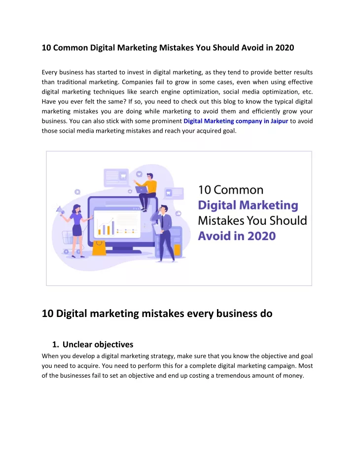 10 common digital marketing mistakes you should