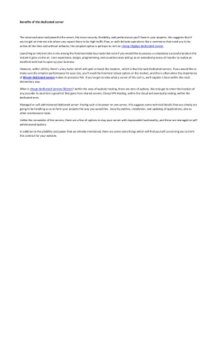 benefits of the dedicated server