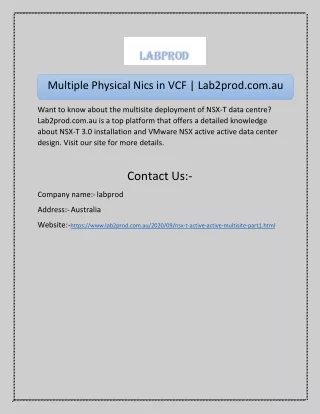 Multisite Deployment of NSX-T Data Center | Lab2prod.com.au