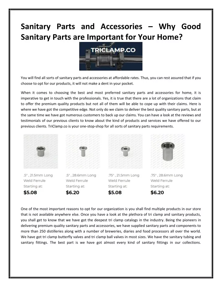sanitary parts and accessories why good sanitary